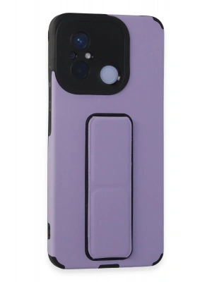 Newface Xiaomi Redmi 12C Kılıf Mega Standlı Silikon - Lila