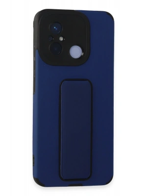 Newface Xiaomi Redmi 12C Kılıf Mega Standlı Silikon - Mavi