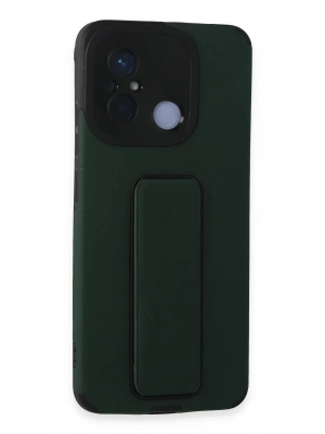 Newface Xiaomi Redmi 12C Kılıf Mega Standlı Silikon - Yeşil