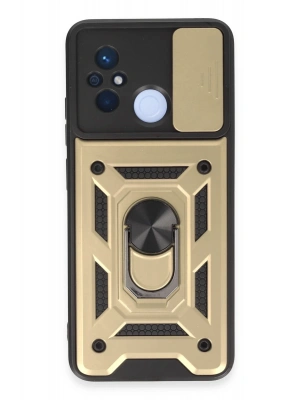 Newface Xiaomi Redmi 12C Kılıf Pars Lens Yüzüklü Silikon - Gold