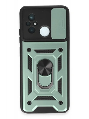 Newface Xiaomi Redmi 12C Kılıf Pars Lens Yüzüklü Silikon - Yeşil