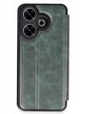Newface Xiaomi Redmi 13 4G Kılıf Flip Cover - Koyu Yeşil