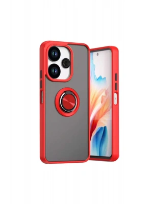 Newface Xiaomi Redmi 13 4G Kılıf Montreal Yüzüklü Silikon Kapak - Kırmızı