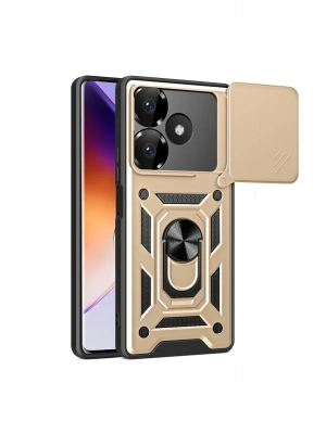 Newface Xiaomi Redmi 13 4G Kılıf Pars Lens Yüzüklü Silikon - Gold