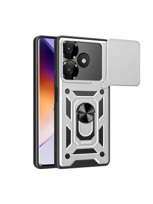 Newface Xiaomi Redmi 13 4G Kılıf Pars Lens Yüzüklü Silikon - Gümüş