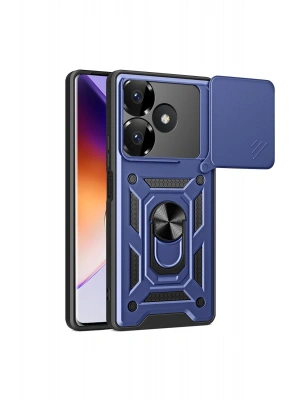 Newface Xiaomi Redmi 13 4G Kılıf Pars Lens Yüzüklü Silikon - Lacivert