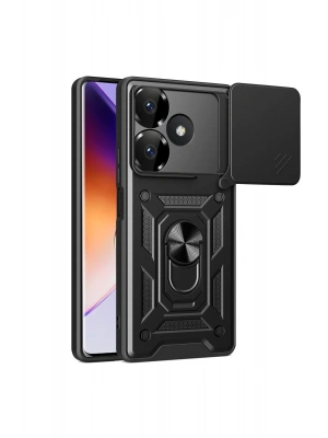 Newface Xiaomi Redmi 13 4G Kılıf Pars Lens Yüzüklü Silikon - Siyah