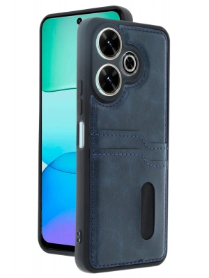 Newface Xiaomi Redmi 13 4G Kılıf Sara Kartvizitli Deri Kılıf - Lacivert