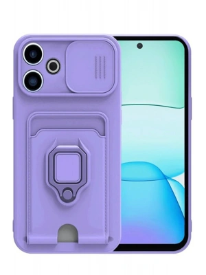 Newface Xiaomi Redmi 13 4G Kılıf Zuma Kartvizitli Yüzüklü Silikon - Lila