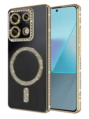 Newface Xiaomi Redmi 13C Joke Simli Magneticsafe Kılıf - Gold