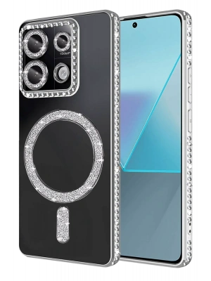 Newface Xiaomi Redmi 13C Joke Simli Magneticsafe Kılıf - Gümüş