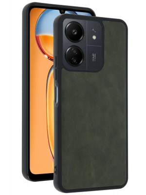 Newface Xiaomi Redmi 13C Kılıf Aras Deri Kapak - Açık Yeşil