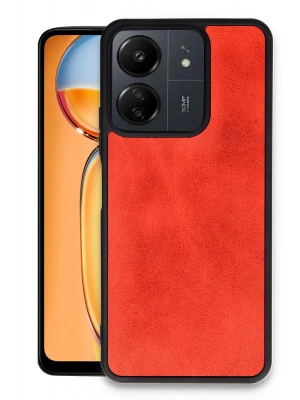 Newface Xiaomi Redmi 13C Kılıf Aras Deri Kapak - Kırmızı