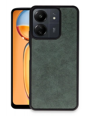 Newface Xiaomi Redmi 13C Kılıf Aras Deri Kapak - Koyu Yeşil