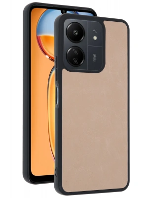 Newface Xiaomi Redmi 13C Kılıf Aras Deri Kapak - Pudra