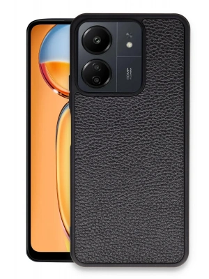 Newface Xiaomi Redmi 13C Kılıf Aras Deri Kapak - Siyah