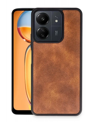Newface Xiaomi Redmi 13C Kılıf Aras Deri Kapak - Taba