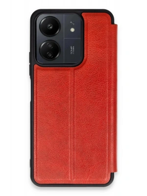 Newface Xiaomi Redmi 13C Kılıf Flip Cover - Kırmızı