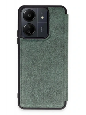 Newface Xiaomi Redmi 13C Kılıf Flip Cover - Koyu Yeşil