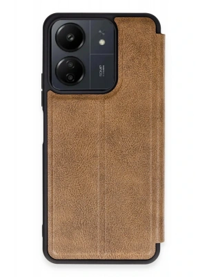 Newface Xiaomi Redmi 13C Kılıf Flip Cover - Taba
