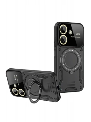 Newface Xiaomi Redmi 13C Kılıf Joy Lens Standlı Kapak - Siyah