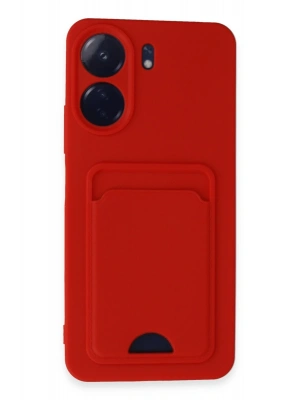 Newface Xiaomi Redmi 13C Kılıf Kelvin Kartvizitli Silikon - Kırmızı