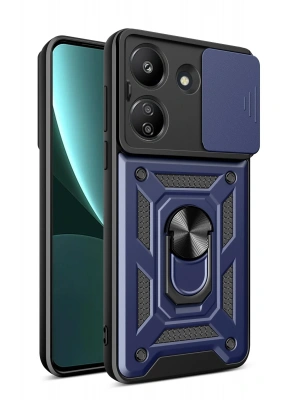 Newface Xiaomi Redmi 13C Kılıf Pars Lens Yüzüklü Silikon - Lacivert