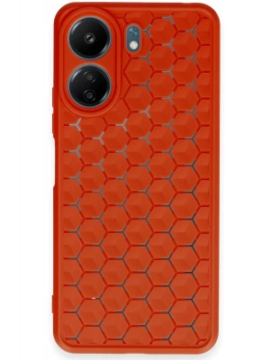 Newface Xiaomi Redmi 13C Kılıf Petek Silikon Kapak - Kırmızı