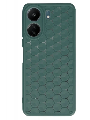 Newface Xiaomi Redmi 13C Kılıf Petek Silikon Kapak - Koyu Yeşil