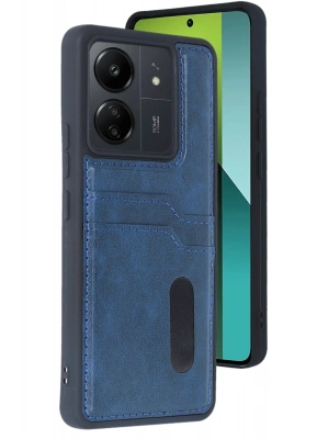 Newface Xiaomi Redmi 13C Kılıf Sara Kartvizitli Deri Kılıf - Lacivert