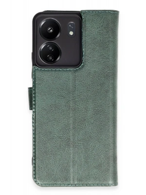 Newface Xiaomi Redmi 13C Kılıf Trend S Plus Kapaklı Kılıf - Yeşil