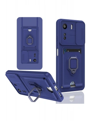 Newface Xiaomi Redmi 13C Kılıf Zuma Kartvizitli Yüzüklü Silikon - Lacivert