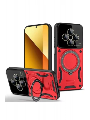 Newface Xiaomi Redmi 14C Kılıf Joy Lens Standlı Kapak - Kırmızı