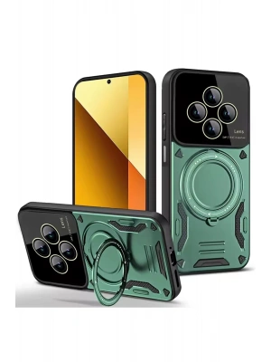 Newface Xiaomi Redmi 14C Kılıf Joy Lens Standlı Kapak - Koyu Yeşil