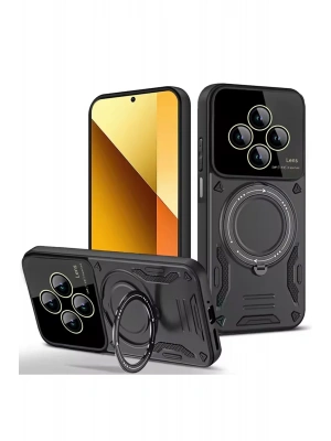 Newface Xiaomi Redmi 14C Kılıf Joy Lens Standlı Kapak - Siyah