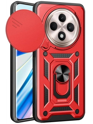 Newface Xiaomi Redmi 14C Kılıf Pars Lens Yüzüklü Silikon - Kırmızı