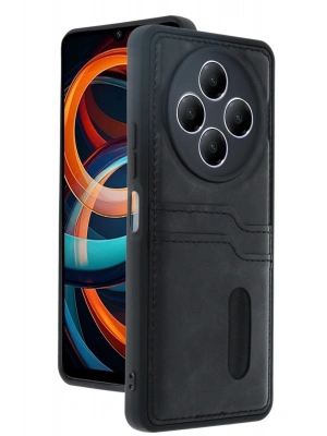 Newface Xiaomi Redmi 14C Kılıf Sara Kartvizitli Deri Kılıf - Siyah