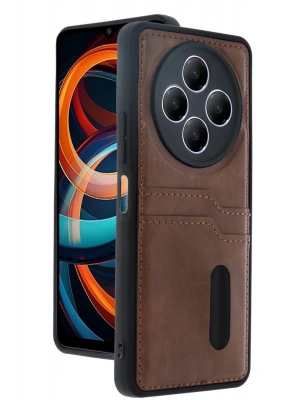 Newface Xiaomi Redmi 14C Kılıf Sara Kartvizitli Deri Kılıf - Taba