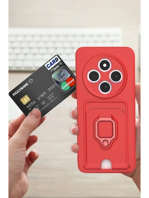 Newface Xiaomi Redmi 14C Kılıf Zuma Kartvizitli Yüzüklü Silikon - Kırmızı