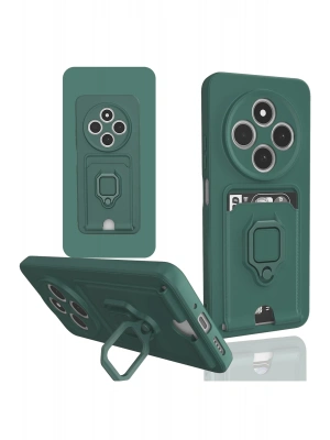 Newface Xiaomi Redmi 14C Kılıf Zuma Kartvizitli Yüzüklü Silikon - Yeşil