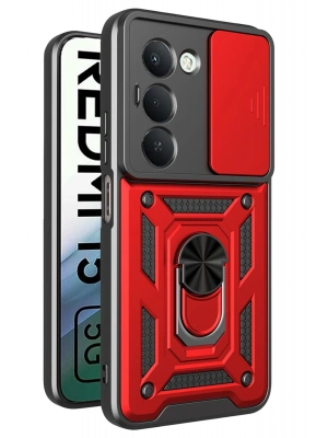 Newface Xiaomi Redmi 15 4G Pars Lens Yüzüklü Silikon - Kırmızı