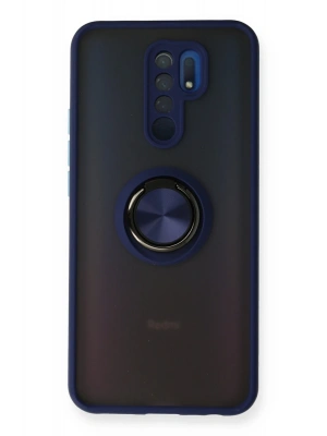 Newface Xiaomi Redmi 9 Kılıf Montreal Yüzüklü Silikon Kapak - Lacivert