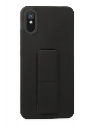 Newface Xiaomi Redmi 9A Kılıf Mega Standlı Silikon - Siyah