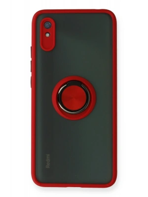 Newface Xiaomi Redmi 9A Kılıf Montreal Yüzüklü Silikon Kapak - Kırmızı