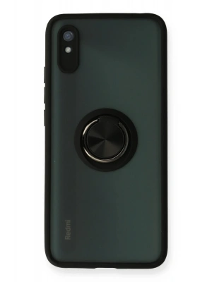 Newface Xiaomi Redmi 9A Kılıf Montreal Yüzüklü Silikon Kapak - Siyah