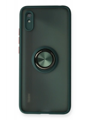 Newface Xiaomi Redmi 9A Kılıf Montreal Yüzüklü Silikon Kapak - Yeşil