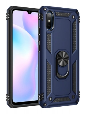 Newface Xiaomi Redmi 9A Kılıf Sofya Yüzüklü Silikon Kapak - Lacivert
