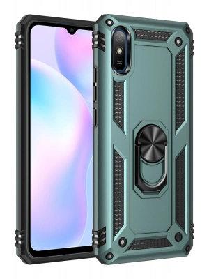 Newface Xiaomi Redmi 9A Kılıf Sofya Yüzüklü Silikon Kapak - Yeşil