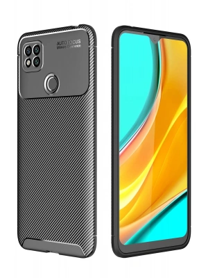 Newface Xiaomi Redmi 9C Kılıf Auto Focus Karbon Kapak - Siyah
