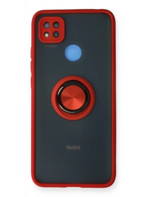 Newface Xiaomi Redmi 9C Kılıf Montreal Yüzüklü Silikon Kapak - Kırmızı